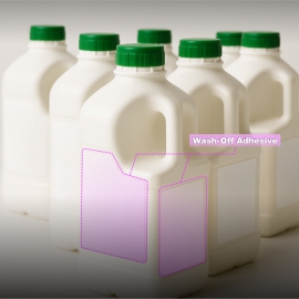 支持回收再利用与低碳包装的最佳选择：HDPE瓶洁净回收 & 德渊230系列水性压克力可回收脱标胶